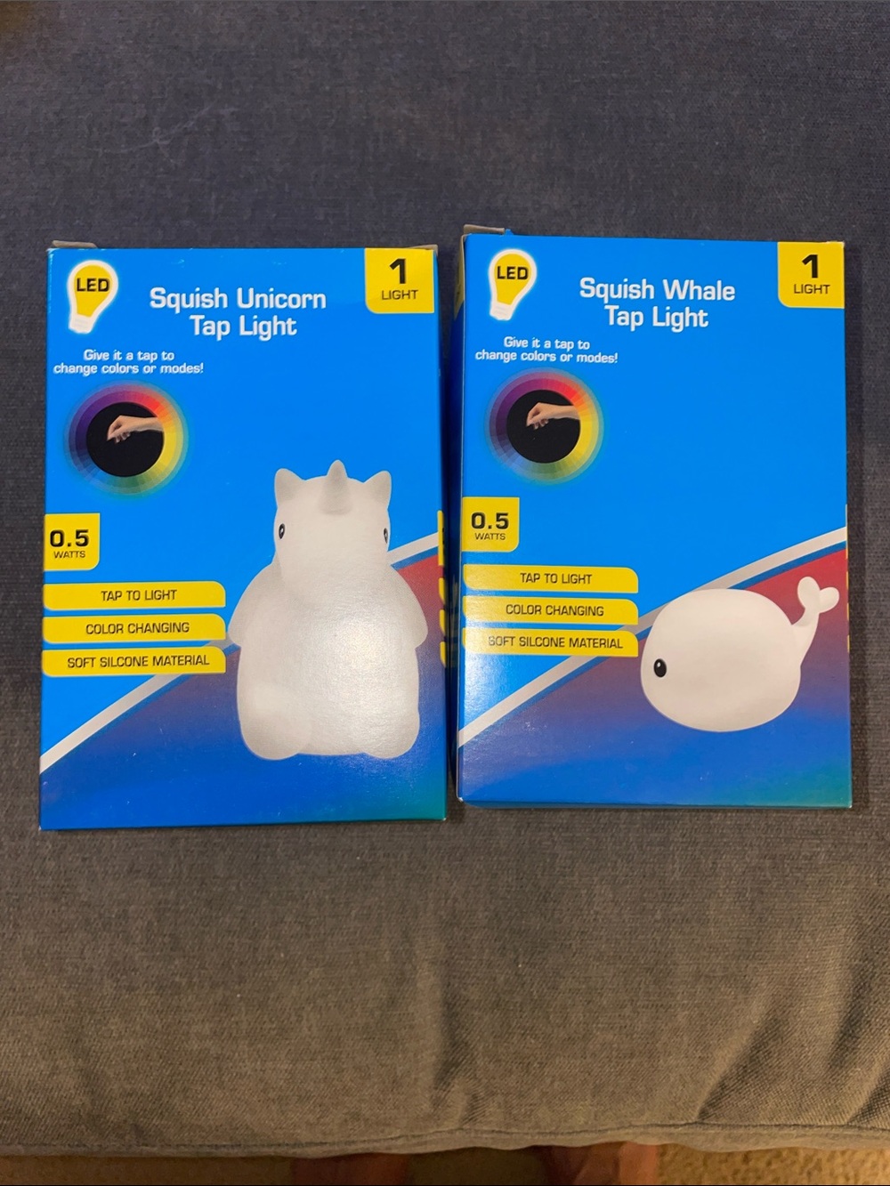 Squish Unicorn & Whale LED Tap Lights - White